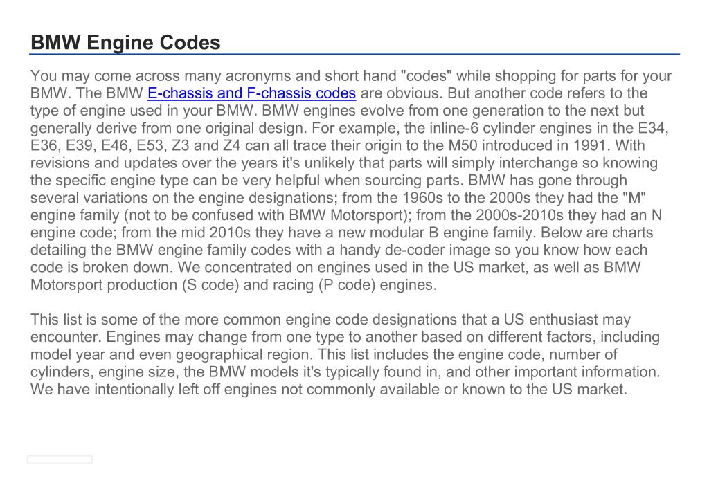 Bmw Engine Codes Pdf 517 KB Ostatn Anglicky EN   Bmw Engine Codes 1 